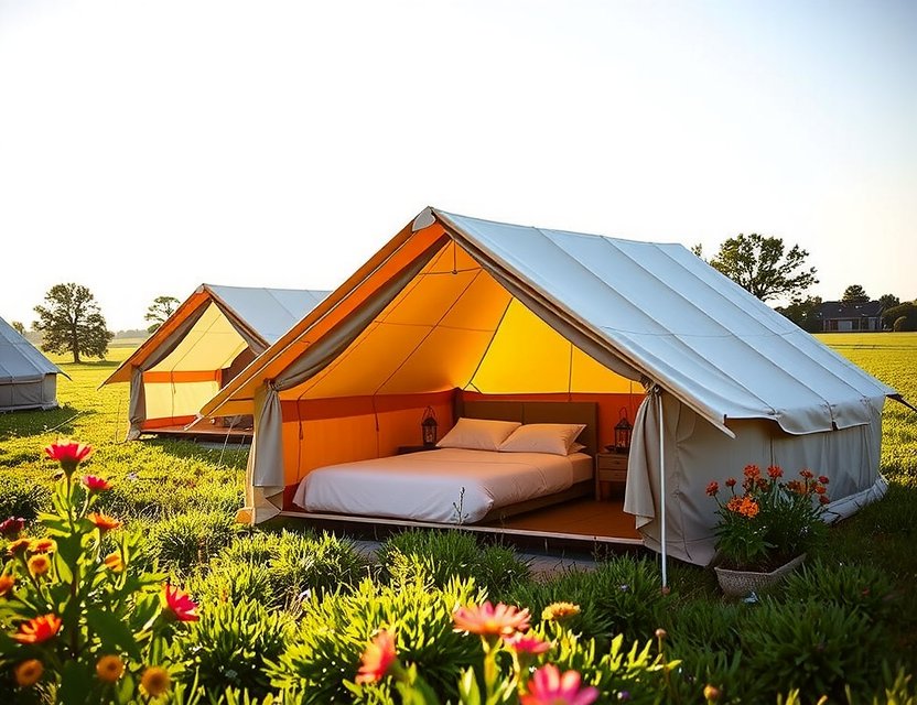Cozy glamping accommodations at Playbusid Farm in the Dutch countryside