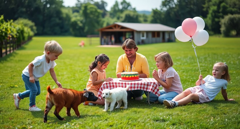 Children's birthday party at Playbusid Farm