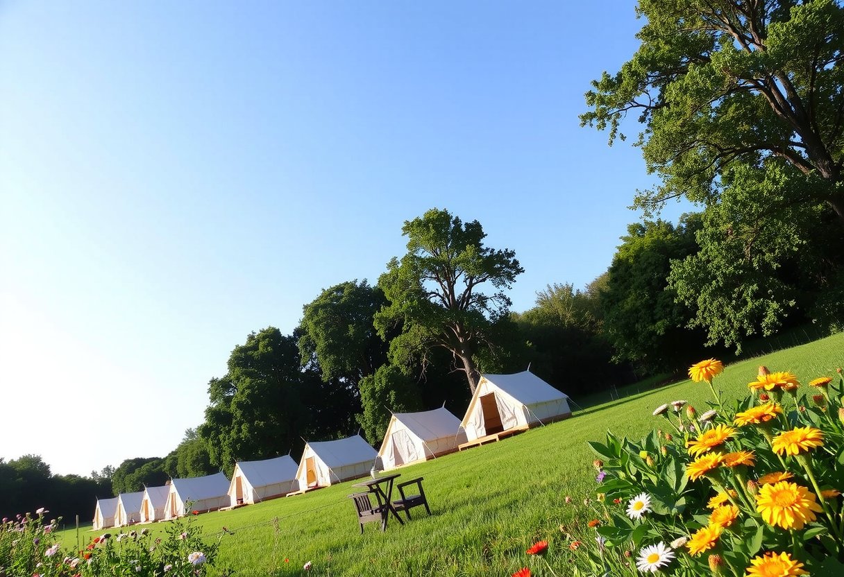 Glamping tents at Playbusid Farm